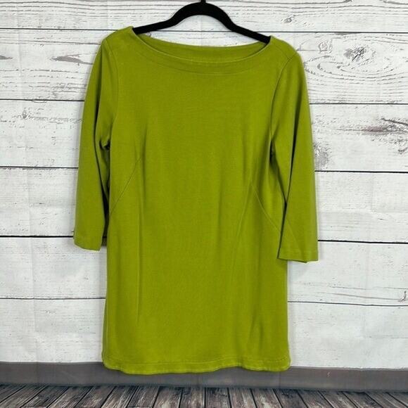 J Jill Top Shirt Womens Small Green Ponte Minimalist Tunic Oversized Boxy Casual - Picture 1 of 9